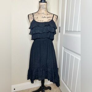 Ya Las Angeles Ruffled Crinkle Black Dress Size Large